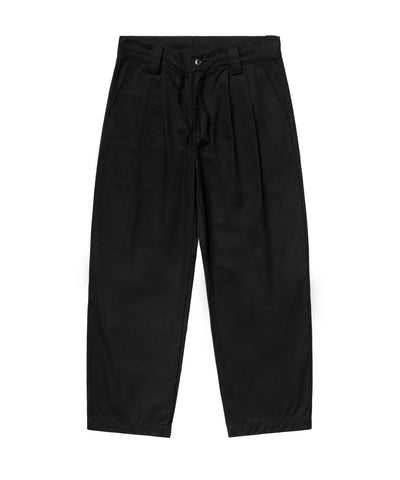 BLACK PLEATED WIDE PANTS