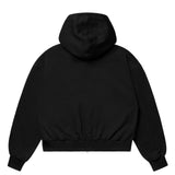 BLACK DOUBLE ZIP BOXY HOODIE