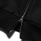 BLACK DOUBLE ZIP BOXY HOODIE